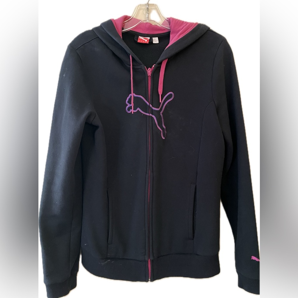 Zipped Puma Hoodie Black size Medium